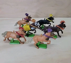 Lot Of 6 Vintage 1971 Britains Deetail Medieval Horses Brown Black Blonde Figs - Picture 1 of 5