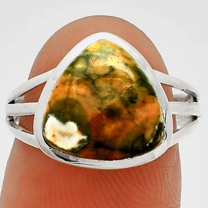 Riolita - Anillo de plata esterlina 925 jaspe selva tropical s.6.5 joyería R-1006 - Imagen 1 de 5
