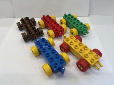 Lot Of 5 Lego Duplo Train Car Bases Red/Yellow/Green/Blue/Brown Replacement - Image 1 of 3
