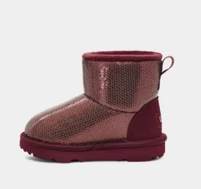 Nuevo con etiquetas UGG Clásico Mini Espejo Bola Lentejuelas Uva Niño Bota US6/UK5/EU22 Foto 1 de 4