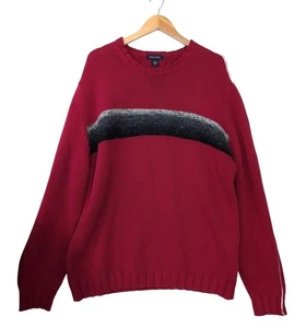 Maglione girocollo Nautica uomo XL righe rosse retrò americana casual misto cotone - Foto 1 di 7