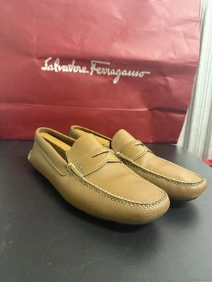 Prada Men's shoes saffiano leather loafer driver brown US 11.5 $1220 MSRP - Image 1 of 4