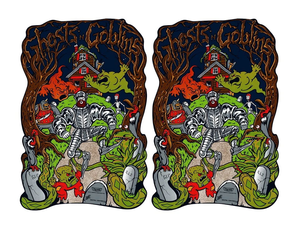 2 Ghosts N Goblins Arcade Cabinet Side art Graphics Decals Stickers - Image 1 of 1