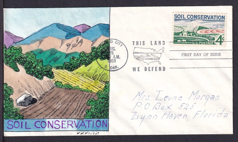 1959 SOIL CONSERVATION Sc 1133 4c FDC by WILLIAM N. WRIGHT HD/HP (KK - Image 1 of 1