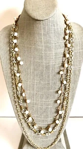Vintage Gold Toone Lot of 3 Necklaces KENDRA SCOTT and Two Unsigned Faux Pearl - Picture 1 of 5