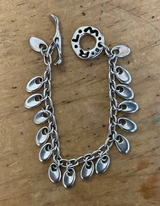 Vintage Robert Lee Morris Sterling Silver Toggle Link Charm Bracelet 8" - Picture 1 of 2