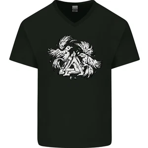 Wikinger Valknut Symbol Mit Ravens Herren V-Ausschnitt Baumwolle - Picture 1 of 43