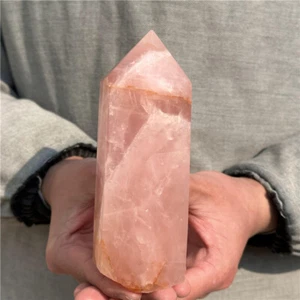 1.14LBNatural Rose Quartz Obelisk Point Wand Quartz Crystal Gem Tower -XA5573 - Picture 1 of 15