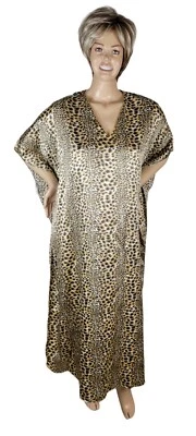 Maxi Vestido Casa MuuMuu Estampado Animal Guepardo Leopardo Leopardo Satén Sante De Colección Foto 1 de 4
