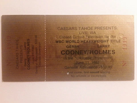 Larry Holmes vs Jerry Cooney Boxing Ticket 1982 Heavyweight Cover