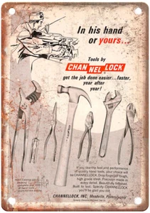 Letrero metálico de reproducción de anuncios herramientas de bloqueo de canal 1965 vintage Z312 - Imagen 1 de 1