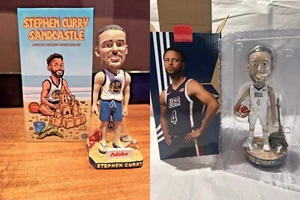 GS Warriors Santa Cruz 2025 Sandcastle Stephen Curry & Olympic USA Bobblehead 2 - Picture 1 of 1
