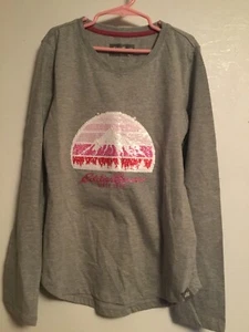 Camiseta gráfica lentejuelas grande, manga larga para niñas, gris - Imagen 1 de 4