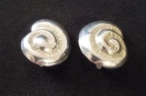 Sterling Silver Snail Shell Stud, Clip on Earrings. - Picture 1 of 4