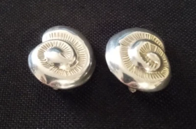 Sterling Silver Snail Shell Stud, Clip on Earrings. - Image 1 of 4