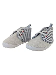 Carters Infant Boys Gray & Blue Stripe Pre-Walk Crib Shoe Baby Shoes - Picture 1 of 1