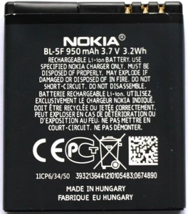 Original Nokia Akku BL-5F Lithium-Ionen Akku Batterie 950mAh Bulk - Bild 1 von 1