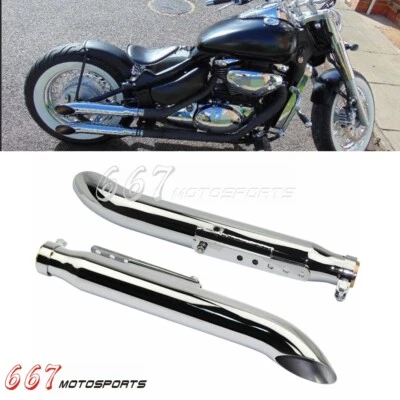 Pair Exhaust Pipes for Suzuki VL 125 800 1500 Intruder Cafe Racer Bobber Chopper - Image 1 of 4