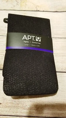 APT. Nuevo 9 MALLAS MUJER Negras Talla Grande Control Top Trabajo Oficina Escuela Patrón Foto 1 de 2