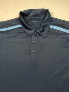 Port Authority Mens Polo Shirt Solid Blue w/light blue shoulder Stripes XL SS - Picture 1 of 12
