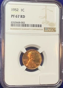 1952 Lincoln Cent NGC PF 67 RD. Superb GEM RED PROOF!! - Picture 1 of 4