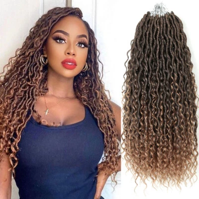 14" Curly Goddess Faux Locs Boho Curls River Locs Crochet Braids Hair Extensions - Image 1 of 4
