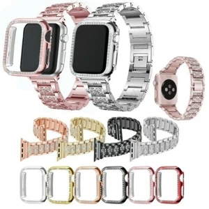 Correa de diamante brillante + estuche protector para Apple Watch 40/42 mm iWatch 6 5 4 3 - Imagen 1 de 16