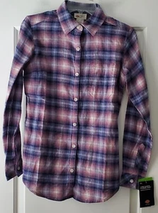 Dickies Women's Long Sleeve Button-Up Multicolor Plaid Flannel - Shirt XS - NWT - Picture 1 of 11