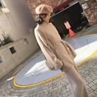 Womens Knitted Tops Sweater Cashmere Blend Thick Loose Wide Leg Pants 2Pcs Suit