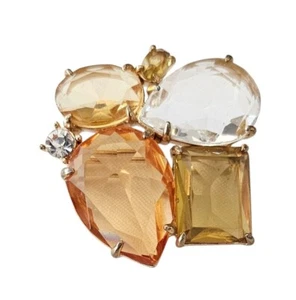 Banana Republic Brooch Glass & Lucite Clear Topaz Cluster Pin Signed, J17 - Picture 1 of 8