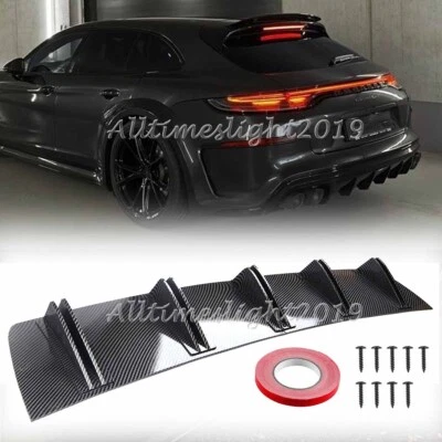 For Porsche Panamera Rear Diffuser Bumper Spoiler Splitter 5 Fins Carbon Fiber Foto 1 de 4