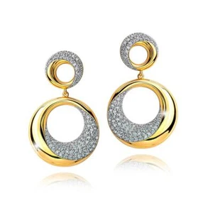 Damen Ohrringe Gold Zirkonia 750er 18 Karat Gold vergoldet Wasserfest O1472DL - Picture 1 of 8