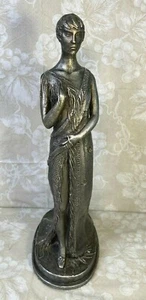 Repro Statue of Woman in Long Gown Austin Productions TX 1983 Silverish Coloring - Picture 1 of 12