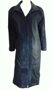 Northern Explorer Women's Long Black Leather Suede Coat Long Jacket Size Medium  - Picture 1 of 12