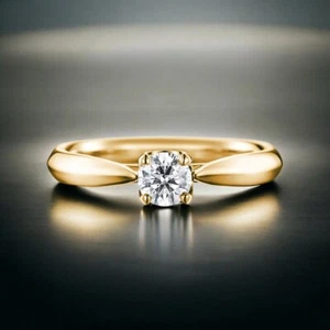Anillo de compromiso de diamantes de corte redondo de 0,50 quilates creado en laboratorio de oro amarillo de 14 quilates - Imagen 1 de 8