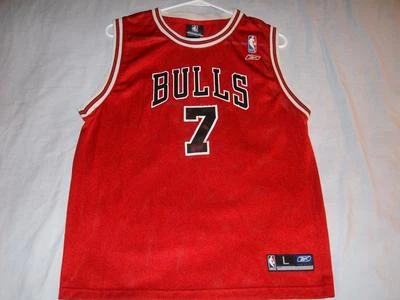 Ben Gordon 7 Chicago Bulls NBA Reebok Red Screen Print Jersey Boys Large 14-16 - Image 1 of 2