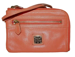 Muñequera delgada vintage DOONEY & BOURKE pequeña de cuero naranja-coral 4 x 6 - Imagen 1 de 10