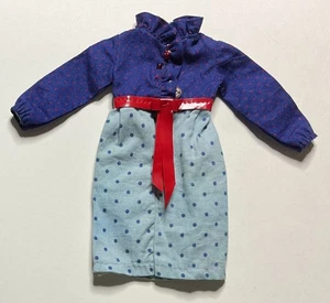 Vintage Shillman Barbie Clone Blue Dress Polka Dot Top and Skirt Red Vinyl Belt - Picture 1 of 5