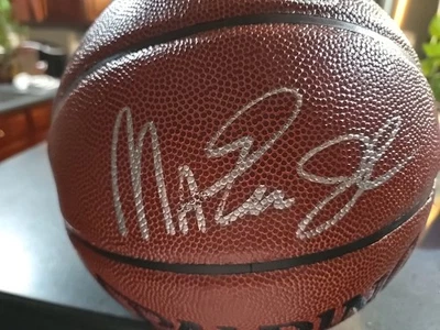 Larry Bird and Magic Johnson Signed NBA Wilson Authentic Series Basketball  - Image 1 of 4