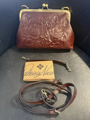 Patricia Nash Rose Tooled Leather Crossbody Bag Viola Red NWT - Image 1 of 4