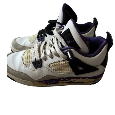 Zapatillas Nike Air Jordan 4 IV Retro GS Blanco Violeta Púrpura Talla 6y 6.5 Foto 1 de 4