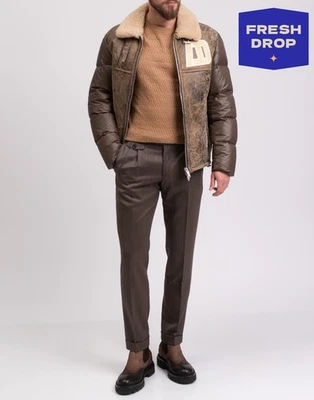 RRP €353 BALLANTYNE Wool Jumper IT50 US40 L Brown Crew Neck - Image 1 of 4