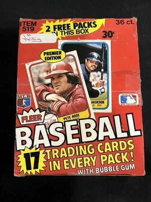 Caja de cera de béisbol Fleer 1981 primera impresión error 38 paquetes Fernando Valenzuela RC *1 Foto 1 de 4