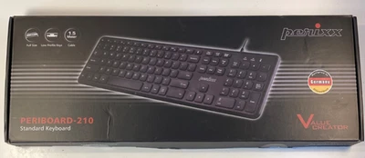 Perixx Periboard-210 Wired Full-Size Keyboard Black - New Open Box - Image 1 of 4