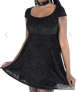 Killstar Goth XXL Halloween Burn Out Samt Minikleid Neu mit Etikett - Bild 1 von 8