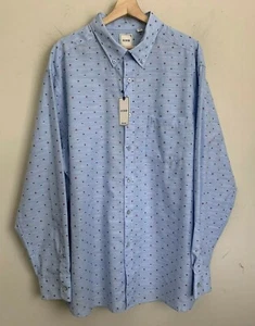 ROWM Shirt Blue Multi Print Collared Long Sleeve Buttons Pocket Size 2XB NEW - Picture 1 of 9