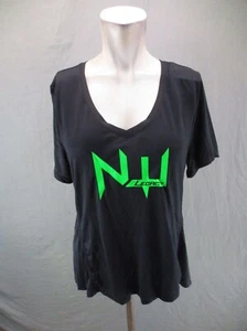 NWT DIP Size L Womens Black Printed V-Neck Short Sleeve Athletic Top 129 - Picture 1 of 11