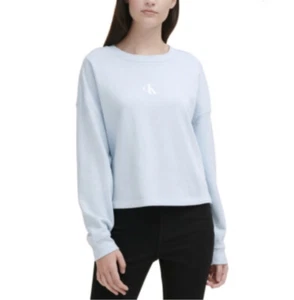Calvin Klein Jeans Juniors' Logo Pullover Sweatshirt Glass Blue Size S - Picture 1 of 3