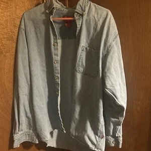 Vintage Moose Creek Blue Denim Shirt Jacket Coat Large Work Western Chore Casual - Picture 1 of 8