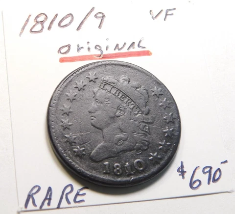 SCARCE 1810 /09 V. FINE CLASSIC HEAD LARGE CENT - ORIGINAL !!!!!!!!!!!!!!!!!!!!⭐ Cover